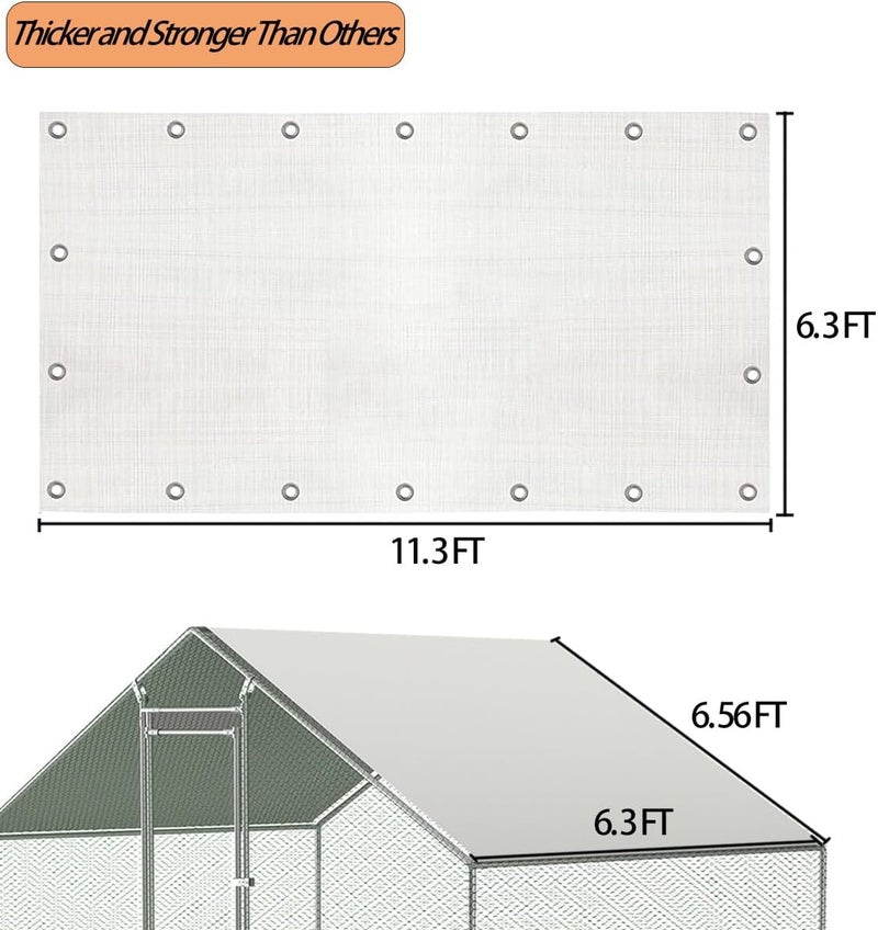 Ahpuhtan Chicken Coop Cover Waterproof and UV, 11.3 * 6.3 FT Chicken Run Cover for Winter with Ball Bungees Cords, Shade Cloth for Large Chicken Coop, Walk-in Chicken Run Pen, Chicken Coop Tarp (1 Pack) - Image 2